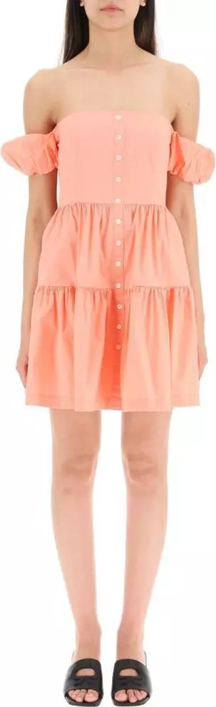Orange Cotton Casual Dress