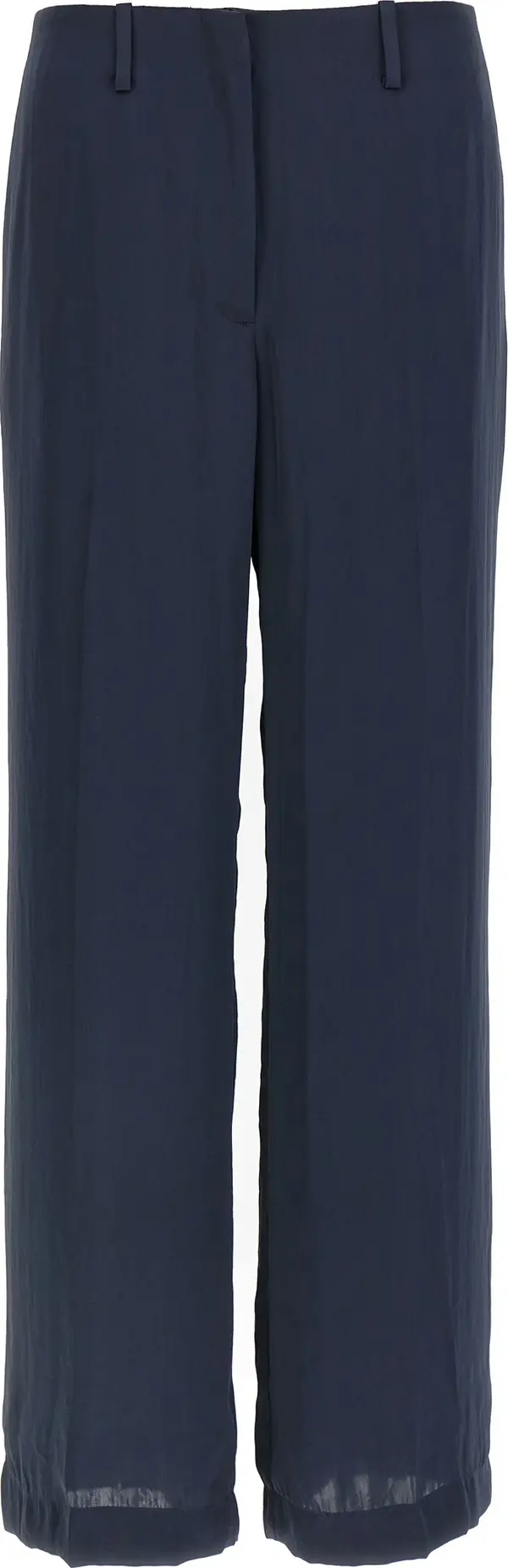 Blue Polyester Casual Pants