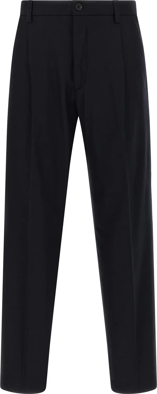 Blue Wool Casual Pants