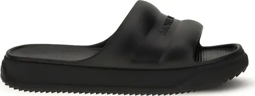 Black Rubber Flat Sandals