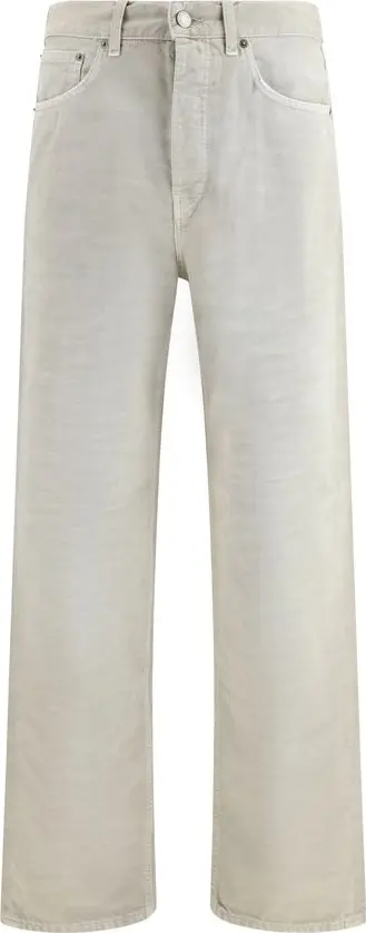 Gray Cotton Straight-Leg Jeans
