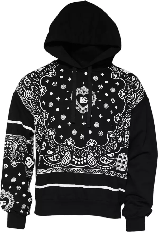 Black Bandana Hooded Men Sweatshirt Sweater