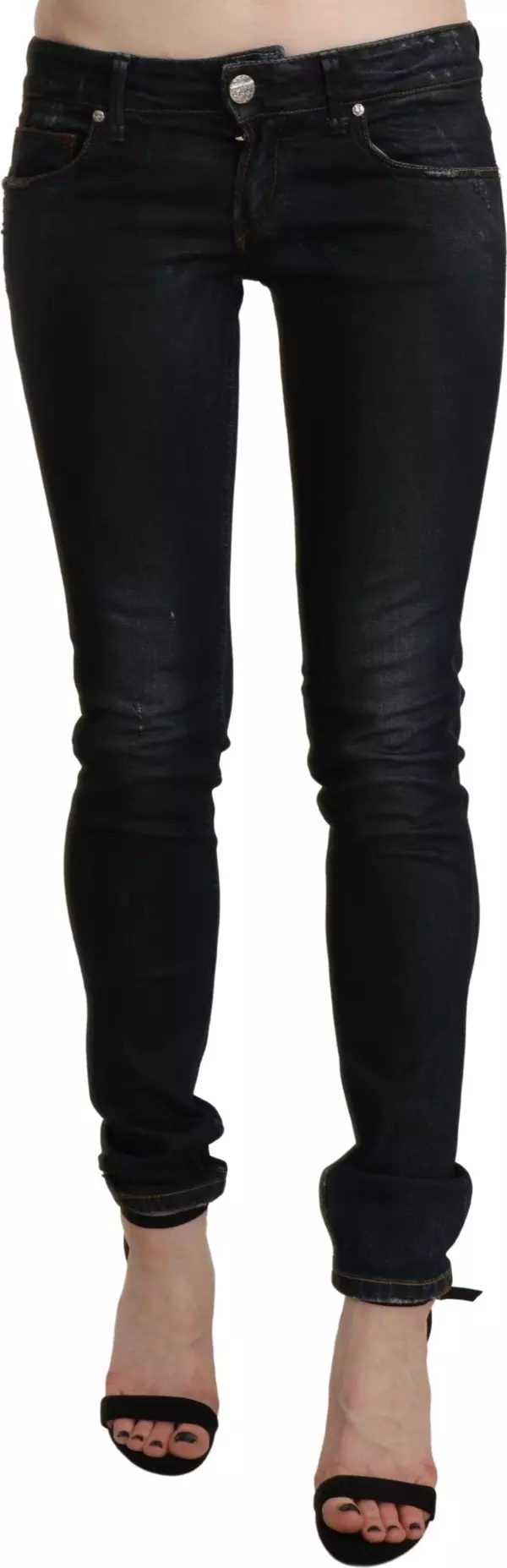 Black Washed Low Waist Skinny Denim Jeans