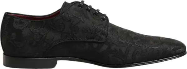 Black Brocade Lace Up Derby Men Dress Shoes