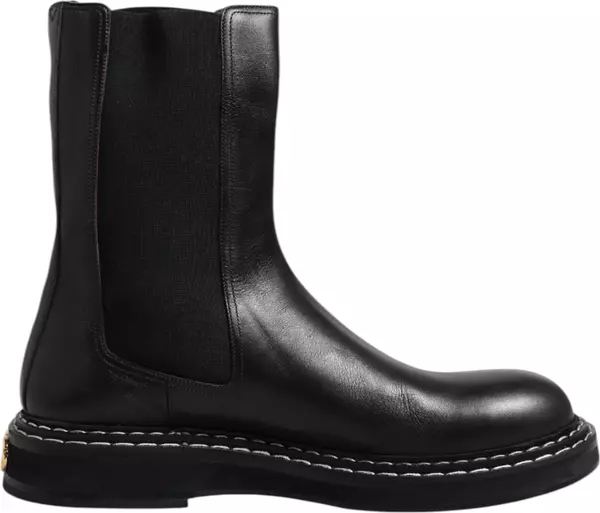 Black Leather Mid Calf Boots Flats Shoes