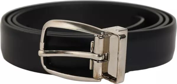 Blue Calf Leather Silver Metal Buckle Belt