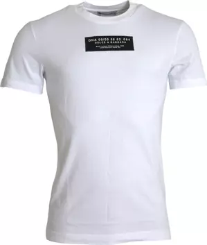 White Cotton DG Applique Men Casual T-shirt