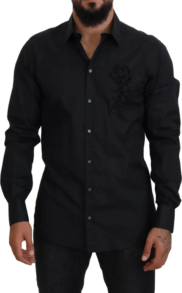 Black Roses Slim Fit Cotton Shirt