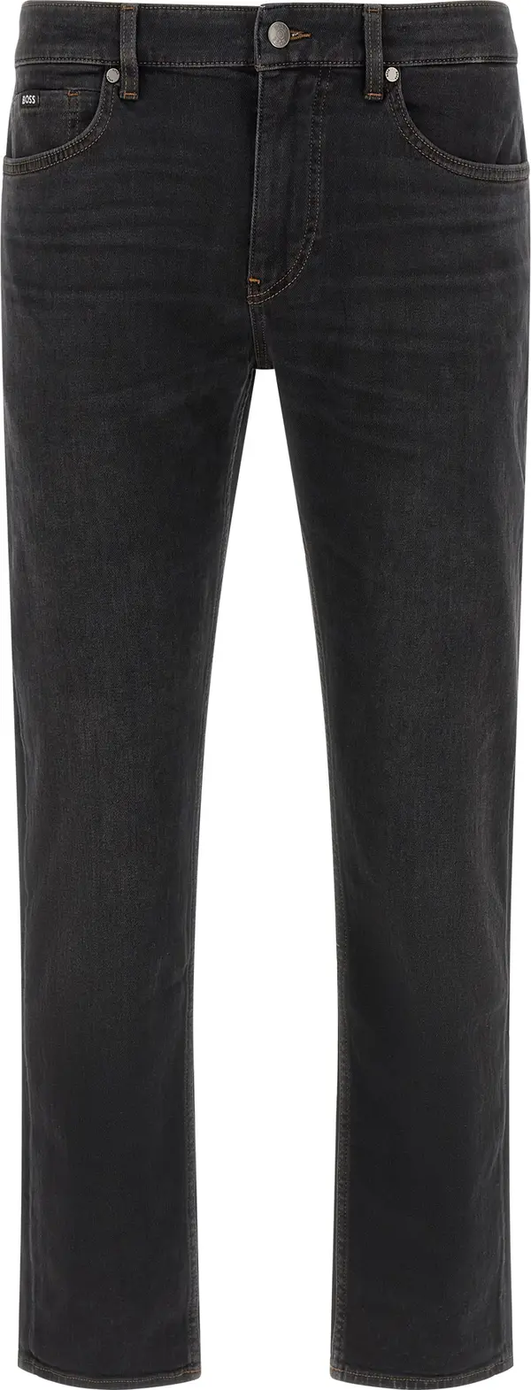 Black Cotton Straight-Leg Jeans