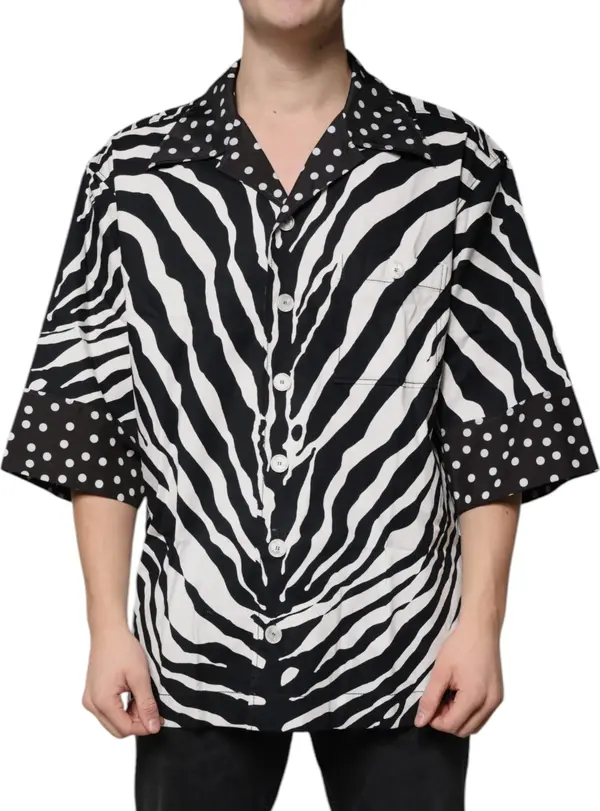 Black White Zebra Button Down Oversize Shirt