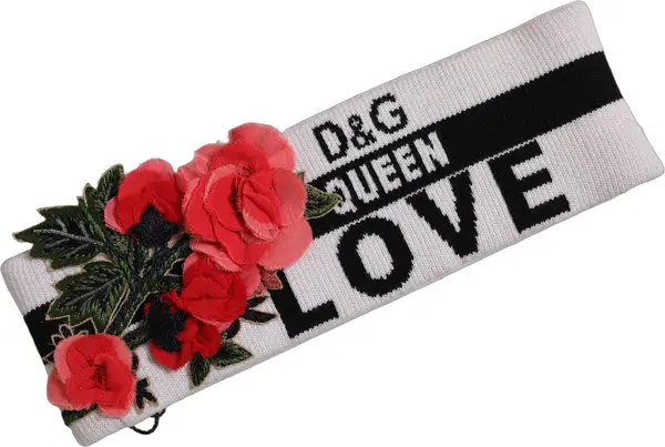 White D&G Queen Love Floral Applique Head Band One Size Hat