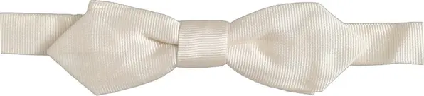 Men White 100% Silk Adjustable Neck Papillon Bow Tie