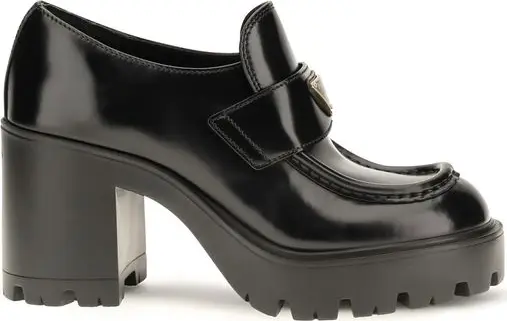 Black Calf Leather Bos Taurus Platform Loafers