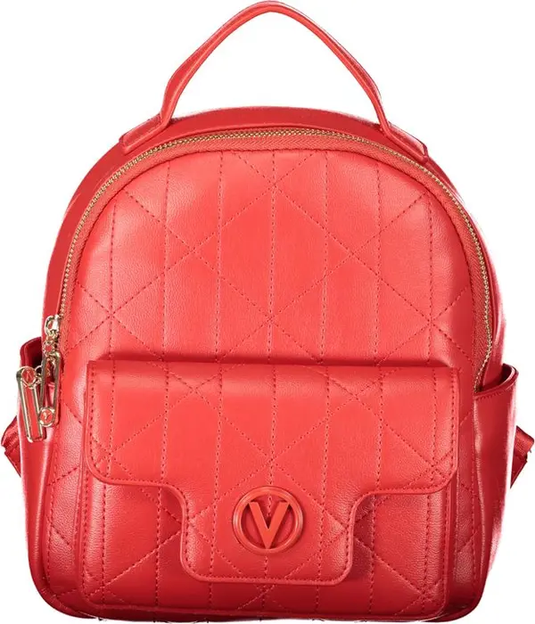 Rosso Polyurethane Women's Backpack with External Pockets