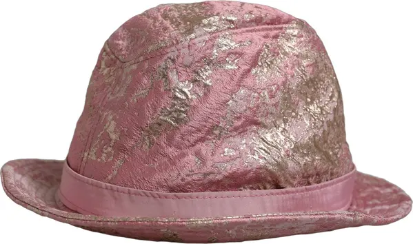 Pink Metallic Jacquard Pattern Bucket Capello Hat