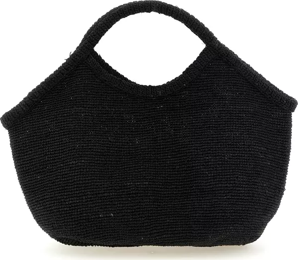 Black Raffia Tote Bag