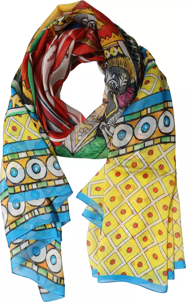 Multicolor Silk Printed Shawl Stole Scarf