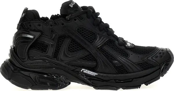 Black Polyester Athletic Sneakers
