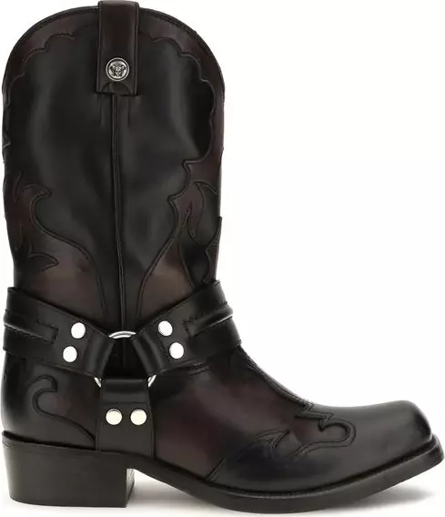 Black Calf Leather Bos Taurus Ankle Boots