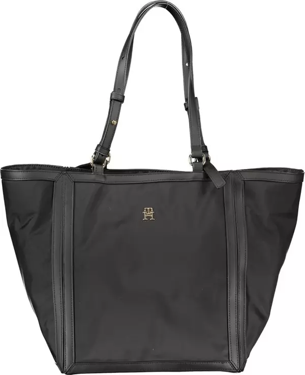 Black Polyester Women Handbag