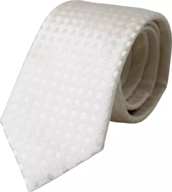 White Dotted Silk Classic Adjustable Men Tie
