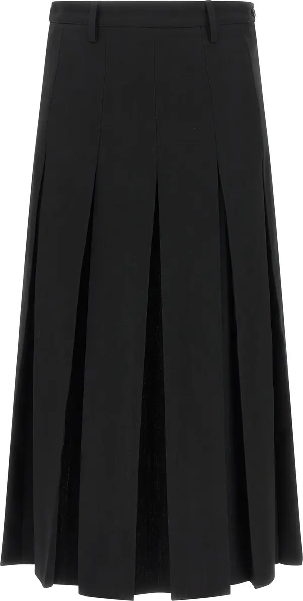 Black Polyester Midi Skirt
