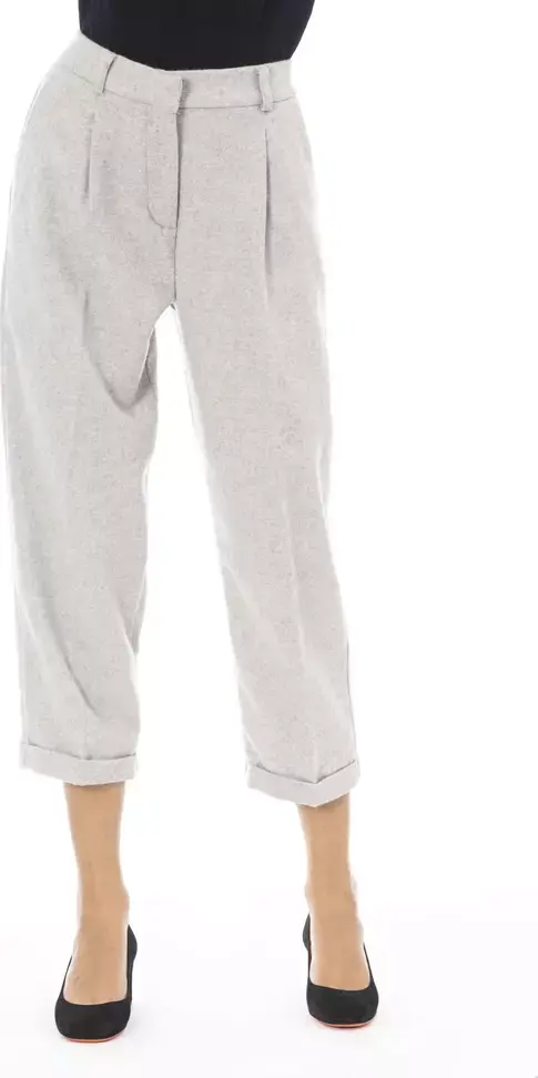 Gray Wool Women Trouser