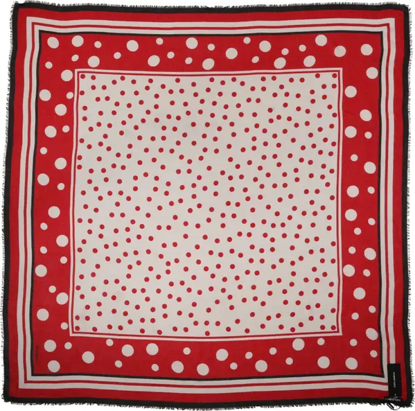Red Polka Dot Print Square Stole 130cm x 130cm Scarf