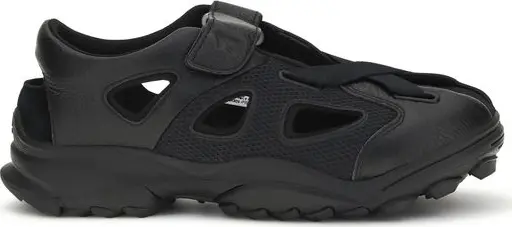 Black Calf Leather Bos Taurus Flat Sandals