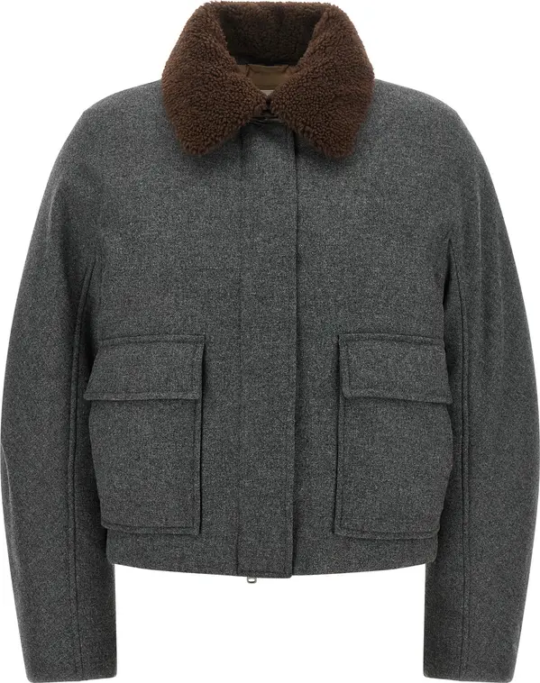 Gray Virgin Wool Full-Length Jacket