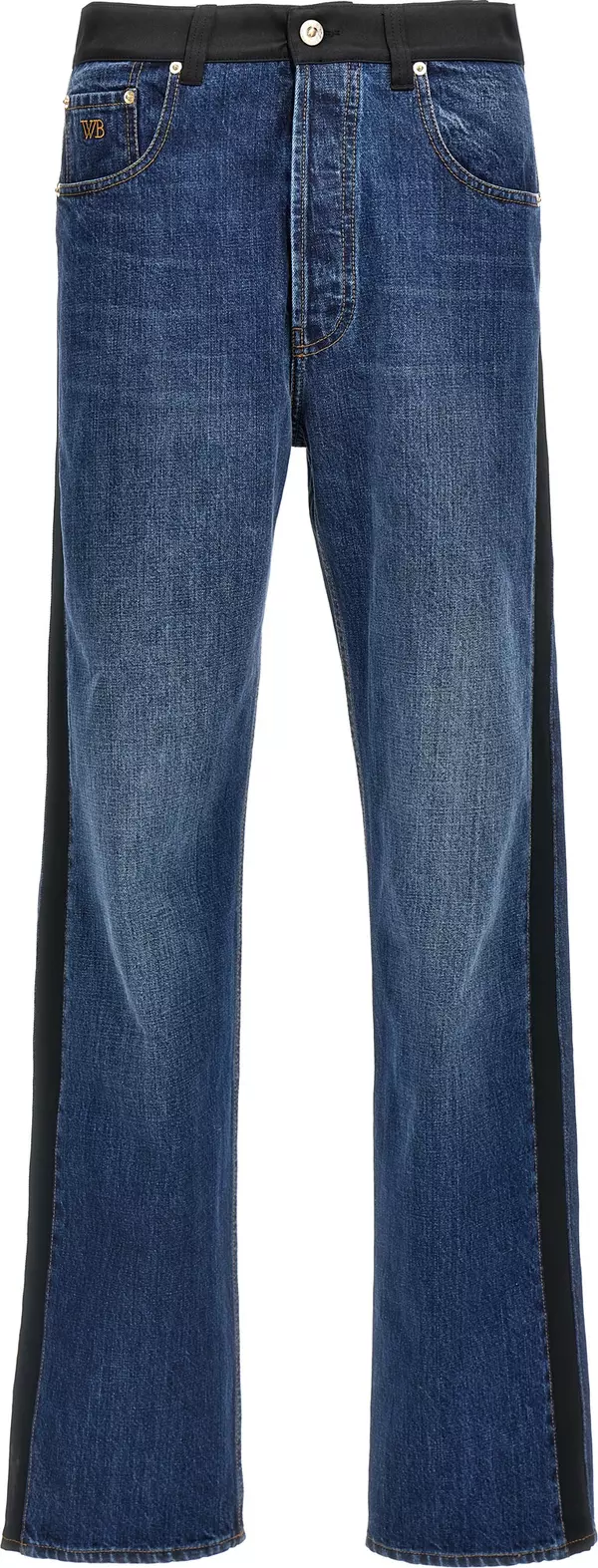 Blue Cotton Straight-Leg Jeans