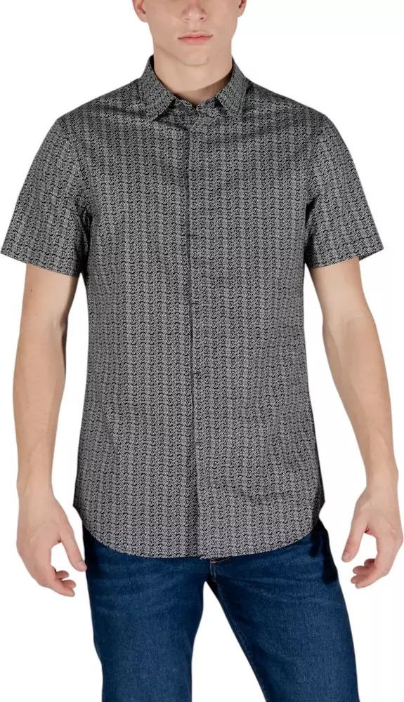 Black Cotton Shortsleeve Shirt