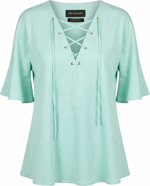Light Blue Cotton Women Shirt