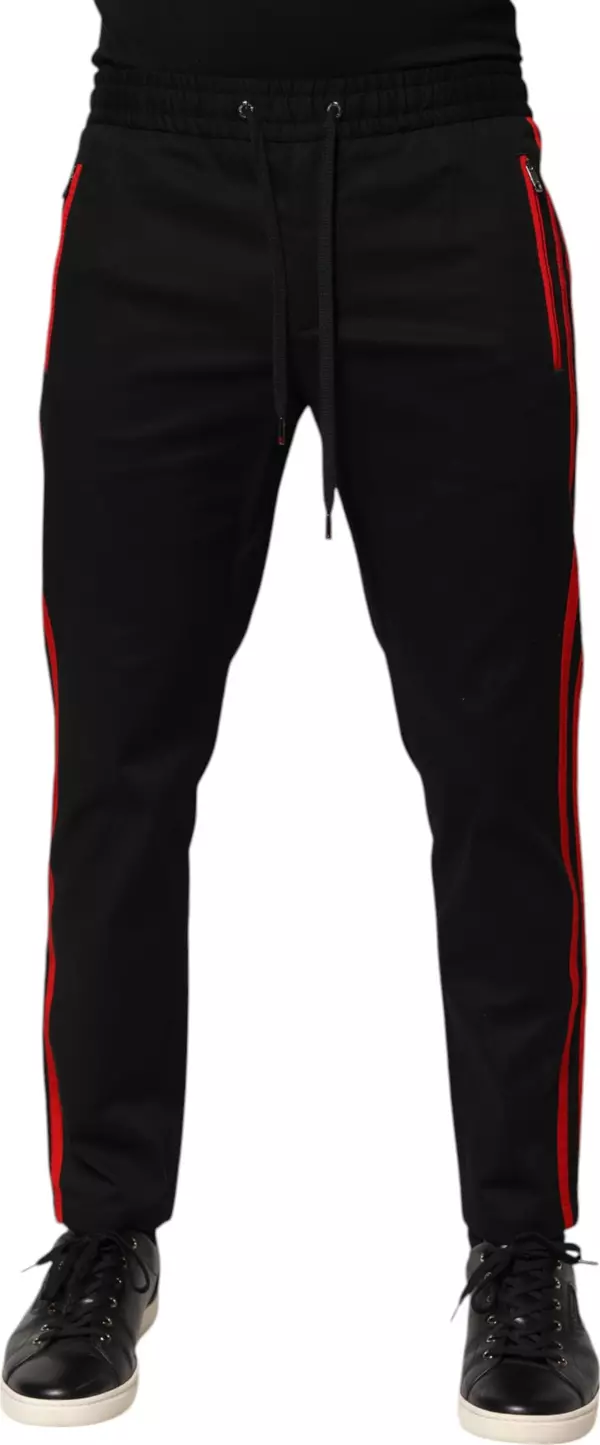 Red Stripe Cotton Logo Jogger Sweatpants Pants