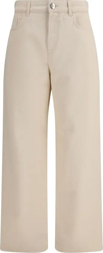 Beige Cotton Relaxed Fit Jeans