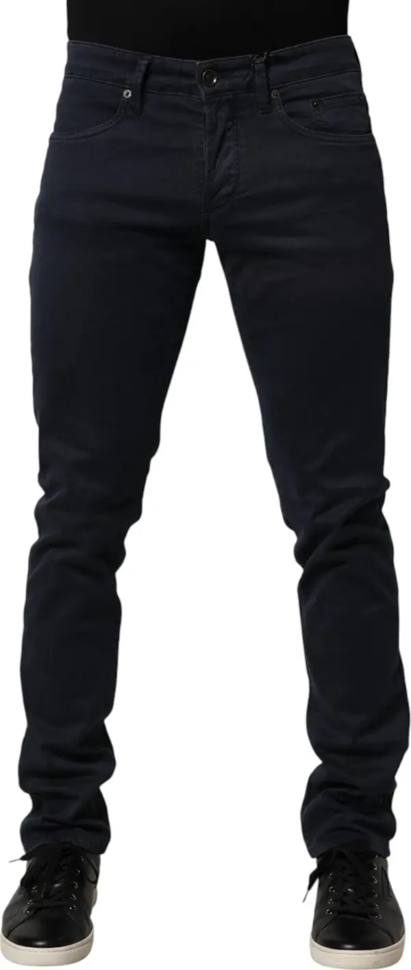Black Mid Waist Cotton Skinny Denim Men Trouser Jeans