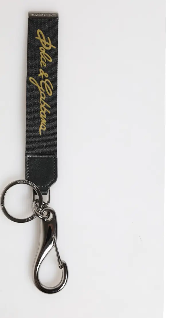 Black Yellow Polyester DG Logo Silver Keychain Keyring