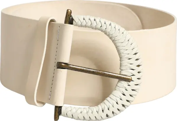 Off White Leather Waist Women Cintura Buckle Belt