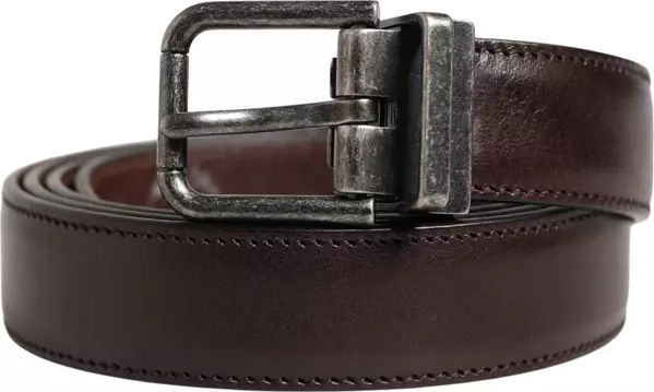 Men Brown Classic Leather Metal Buckle Belt