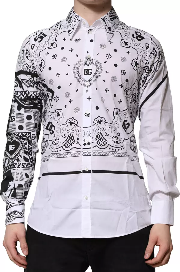 White MARTINI Bandana Print Formal Shirt