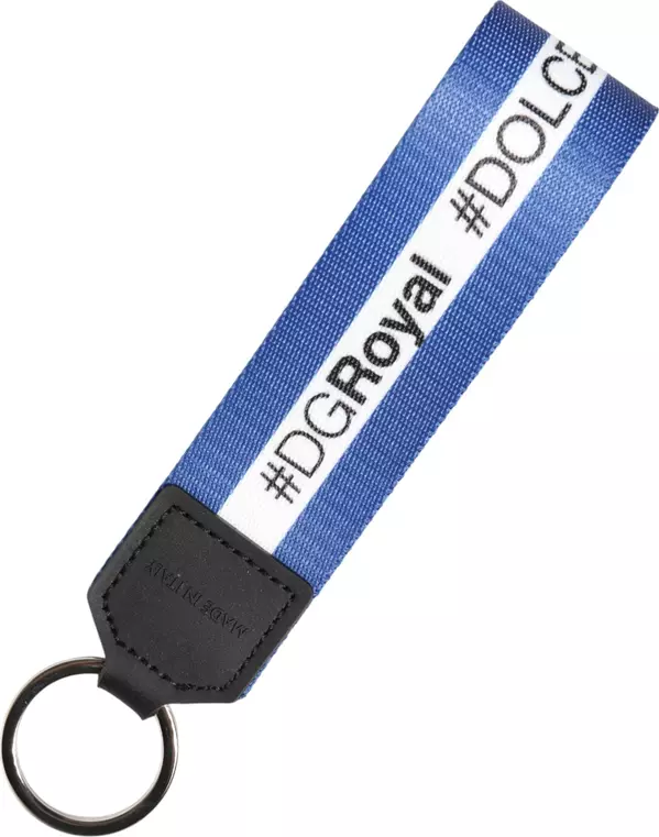 White Blue Logo Polyester PVC Holder Keychain Keyring
