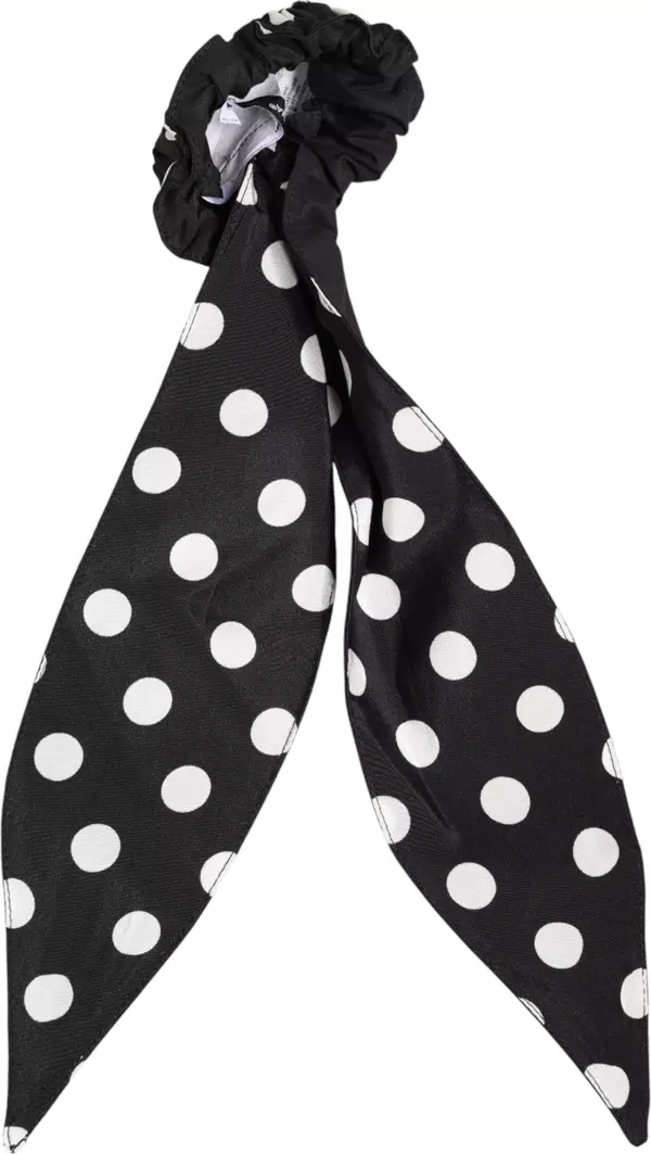 Black Cotton Polka Dot Scarf Tie Accessory Hair Scrunchie