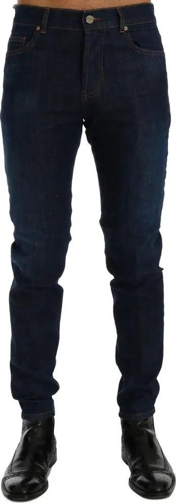 Blue Cotton Slim Fit Jeans