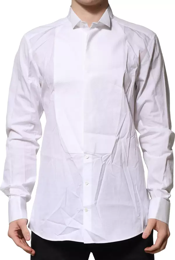 White GOLD Bib Poplin Dress Men Formal Shirt