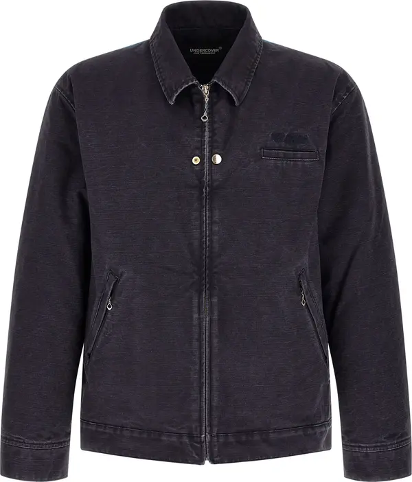 Blue Cotton Full-Length Jacket
