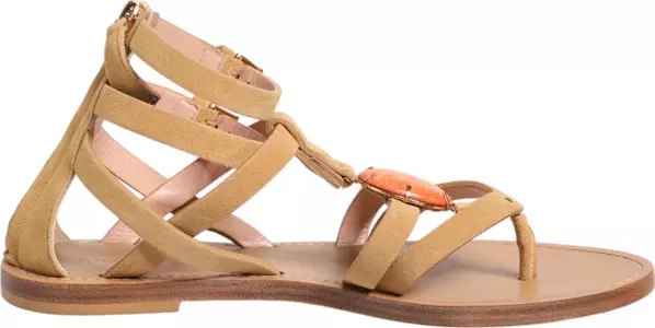 Brown Flip Flops Zipper Ankle Strap Shoes