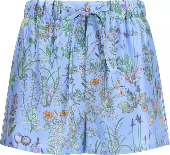 Blue Silk Bermuda Shorts