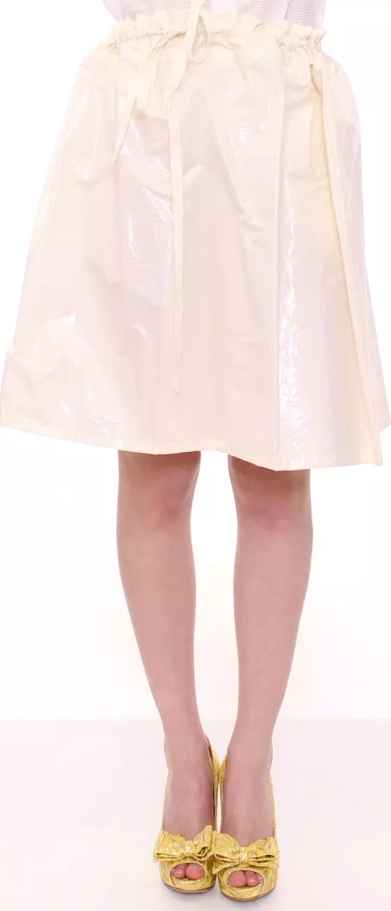White Above-Knee Stretch Waist Strap Skirt