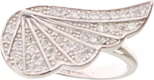 Silver Womens Wing Clear CZ 925 Silver Ring