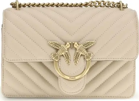 Beige Calf Leather Bos Taurus Shoulder Bag